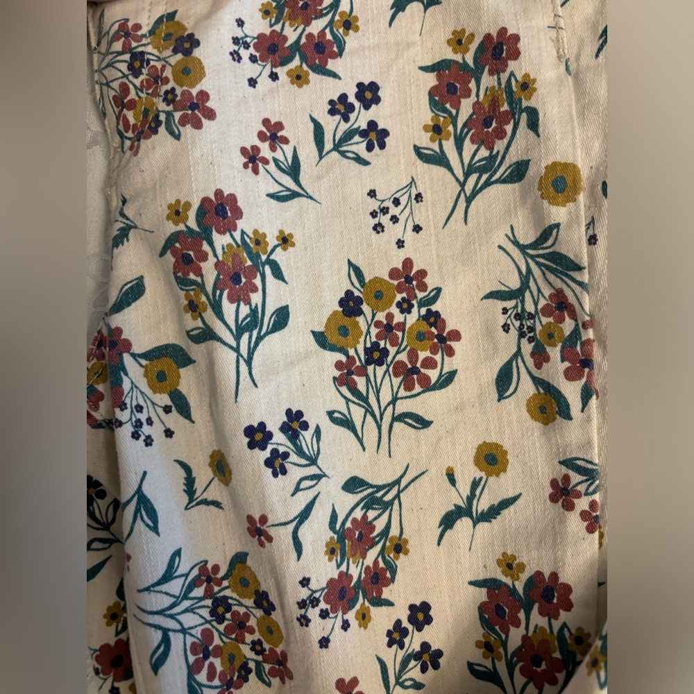 Free People White with Floral Pattern Bell Bottom Jeans - Picture 4 of 7